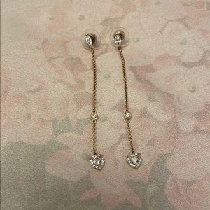 EUC Swarovski Rose Gold Heart Drop Earrings